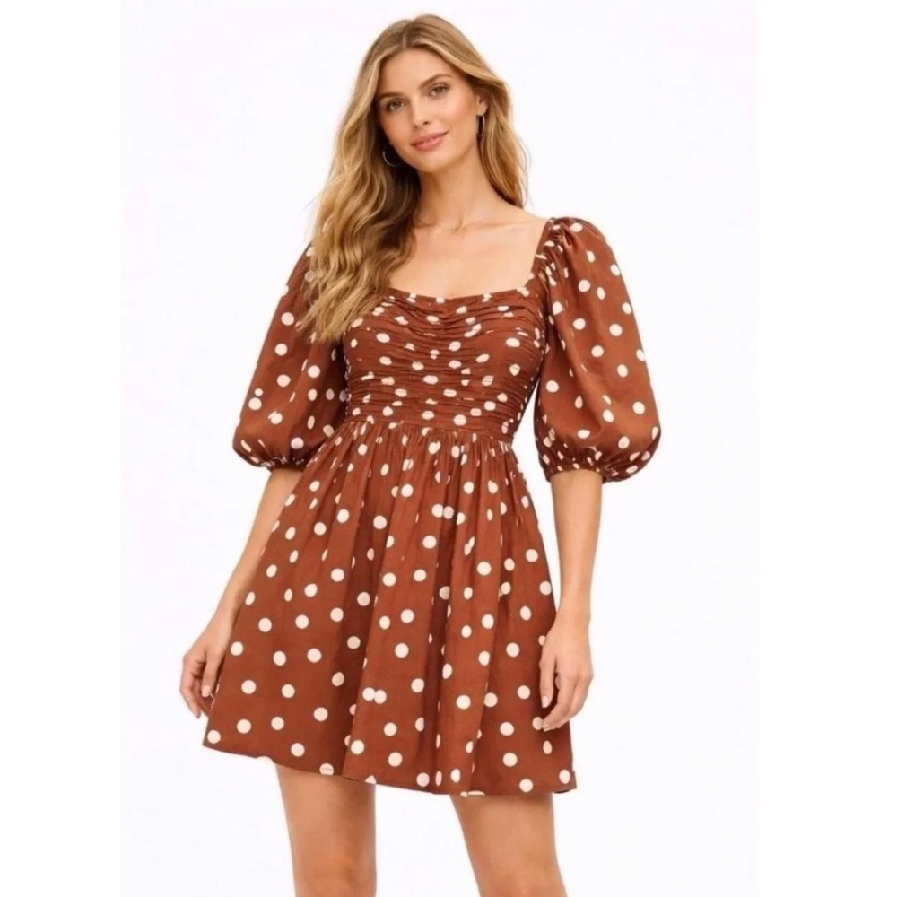 Abercrombie Emerson Brown Polka Dot Mini Dress - Picture 8 of 8